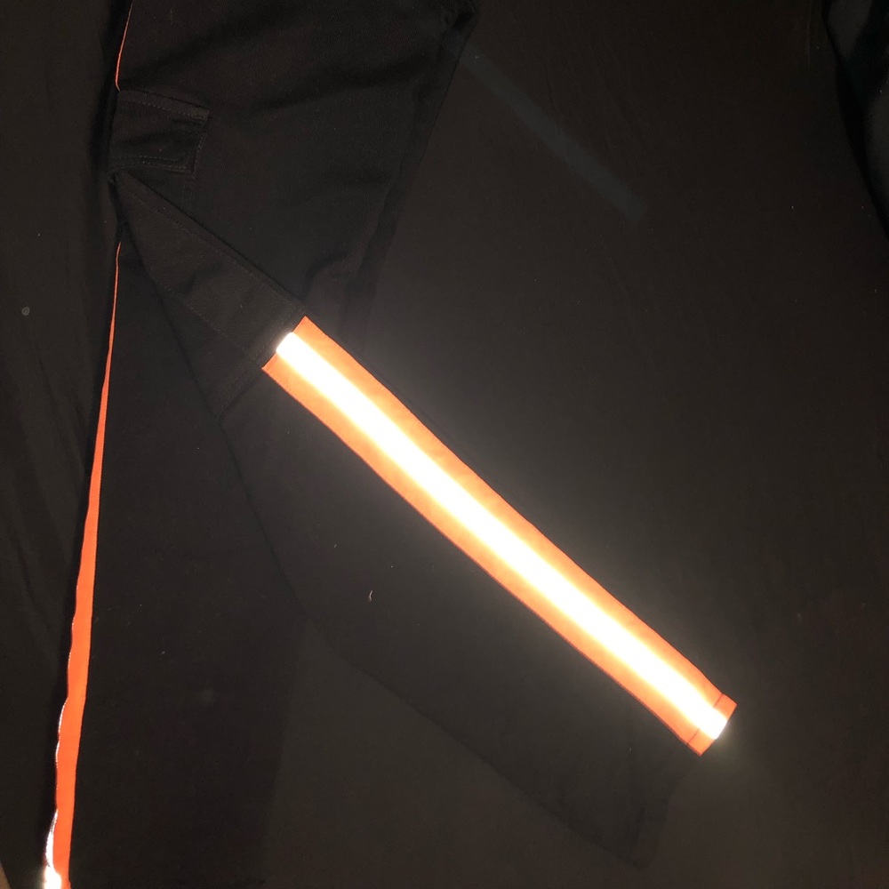 Reflective black and orange pants